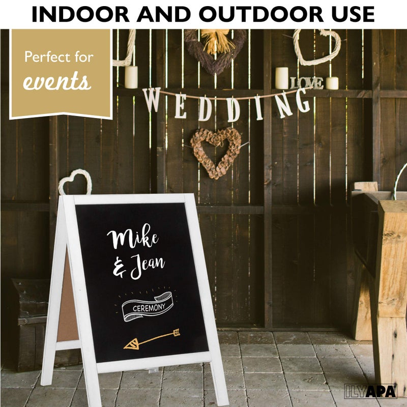 Ilyapa Wooden A-Frame Sign with Eraser & Chalk - 21 x 30 Inches Magnetic Sidewalk Chalkboard â€“ Black Menu Display for Restaurant, Business or Wedding - Image 3